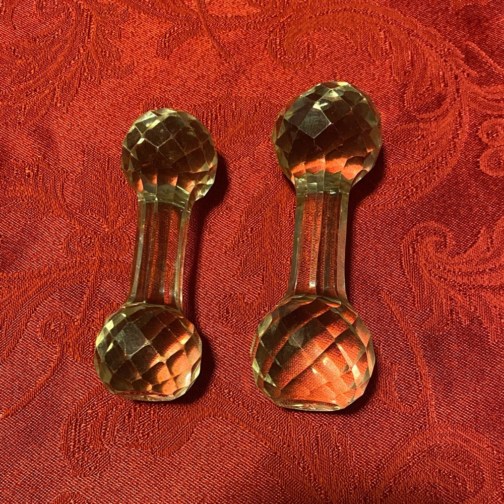 Vintage Set Dumbbell Knife Rests Diamond Crystal Pattern 1930s